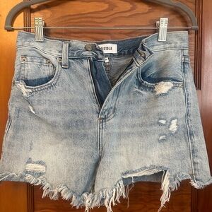 Pistola Frayed Hem Jean Shorts - Light Blue